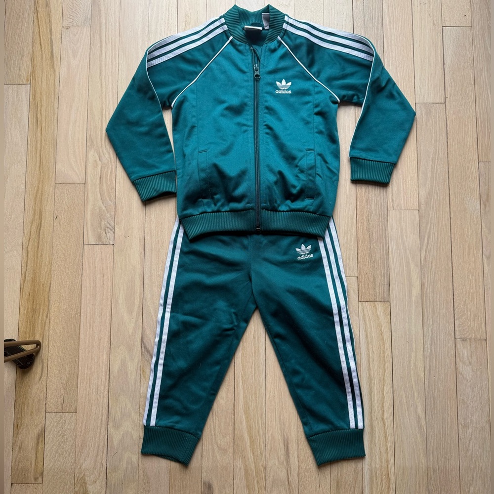 Adidas Kids Green Tracksuit - Size 3T